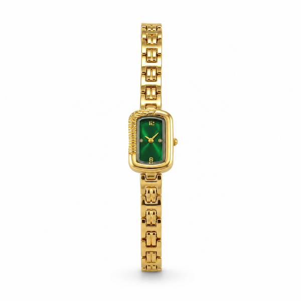 Watches Gold-Tone Rectangular Green Dial Bracelet Watch for Women