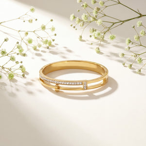 Pave CZ Eternity Hinged Baby Kada Bangle | Gold Plated Slim Stackable Cuff Bracelet for Women
