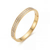 Dual Pave CZ Row Eternity Baby Kada Bangle | Gold Plated Slim Stackable Bracelet for Women