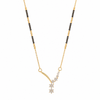 KZ Gold Plated Shooting Star 3 CZ Mangalsutra for Women Black Bead Chain Diagonal Star Pendant FS