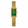 Watches Gold-Tone Rectangular Green Dial Roman Numeral Mesh Bracelet Watch for Women