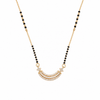 KZ Gold Plated Arc Bar Star CZ Mangalsutra for Women Black Bead Chain Crescent Pendant FS