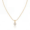 Gold Oval Drop CZ Pendant Chain Anti-Tarnish Necklace