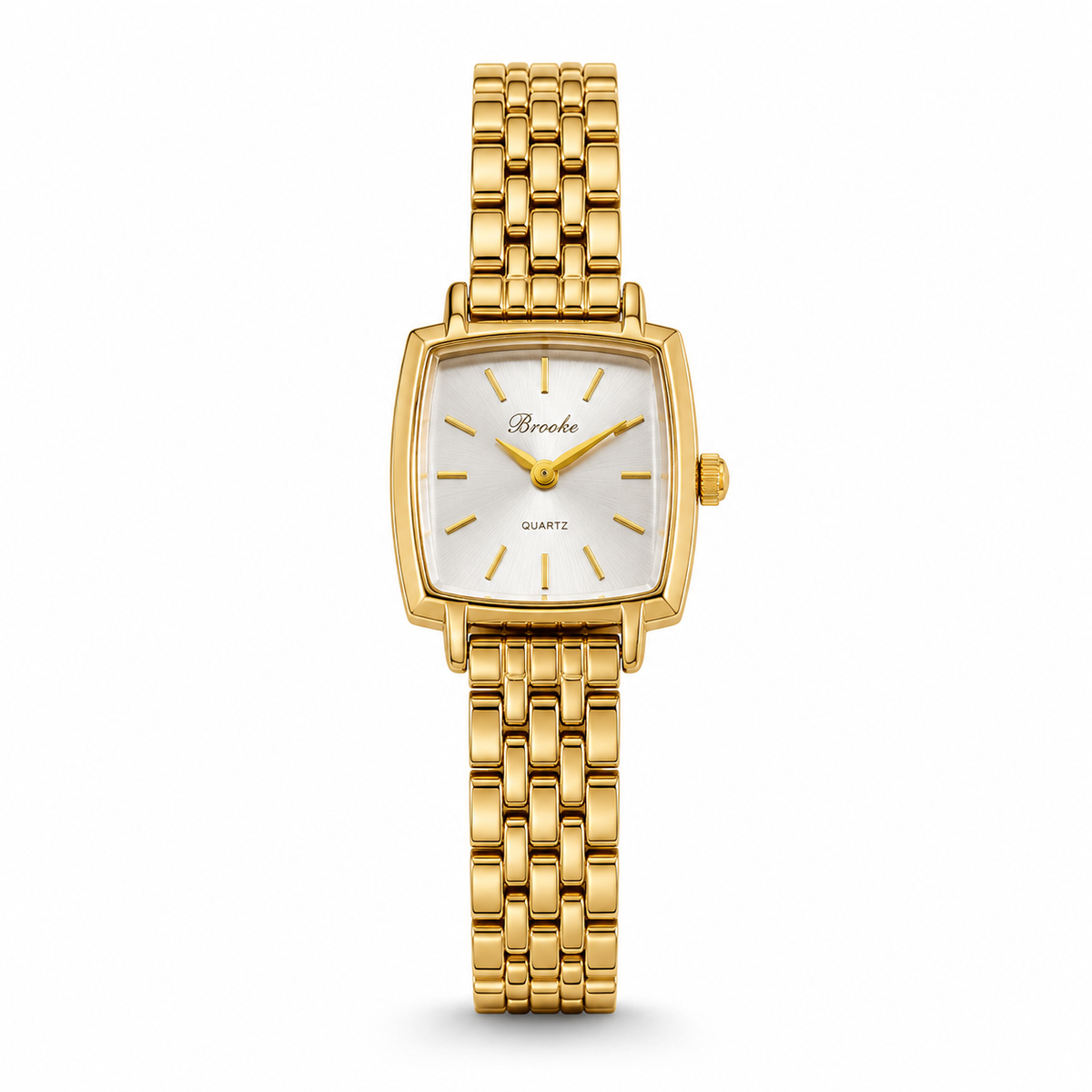 Watches Gold-Tone Square Dial Woven Mesh Bracelet Watch for Women