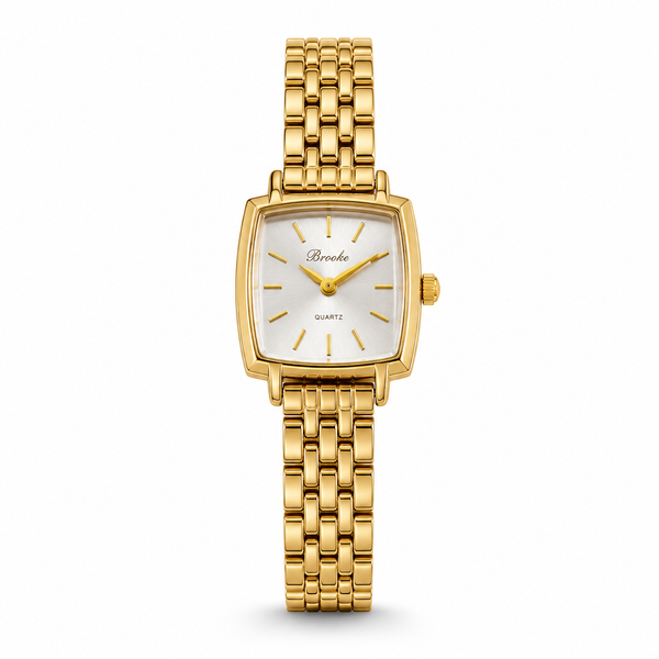 Watches Gold-Tone Square Dial Woven Mesh Bracelet Watch for Women