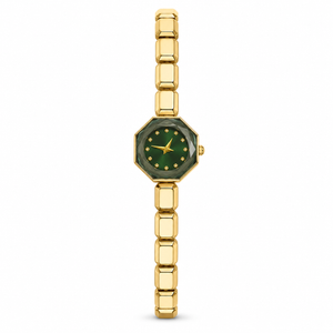Watches Gold-Tone Rectangular Green Dial Elegant Bracelet Watch for Women
