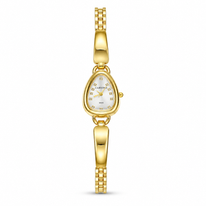Watches Gold-Tone Pear Shape Dial Crystal Stone Bracelet Watch for Women