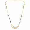 KZ Gold Plated Oval Link Chain CZ Mangalsutra for Women Black Bead Chain Connected Oval Pendant FS