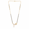 KZ Gold Plated Floral Marquise CZ Mangalsutra for Women Black Bead Chain Butterfly Pear Drop Pendant FS