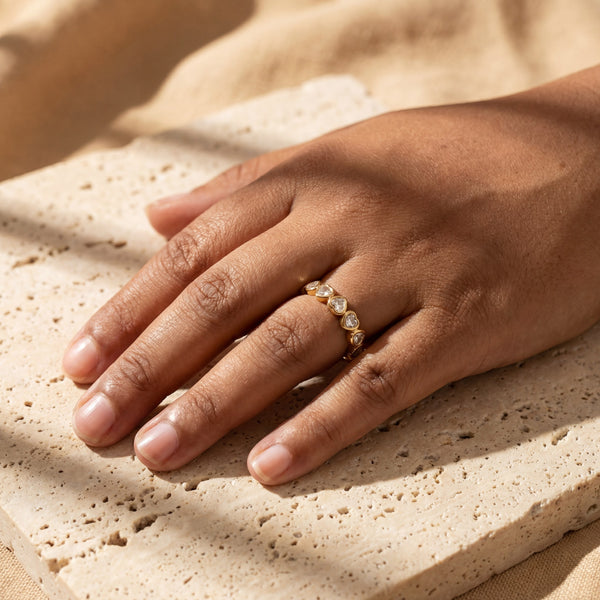 Delicate CZ Eternity Band Ring | Gold Plated Sparkling Pave Full Circle Ring for Women