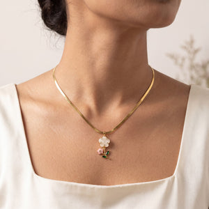 Gold Heart CZ Pendant Snake Chain Anti-Tarnish Necklace