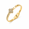 Pave CZ Heart Cluster Centerpiece Baby Kada Bangle | Gold Plated Slim Romantic Bracelet for Women