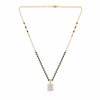 KZ Gold Plated Princess Cut Square CZ Solitaire Mangalsutra for Women Black Bead Chain Pendant FS