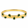 Real Teardrop Pear Emerald Green Stone Gold Oval Kada for Women | Prong Set Gemstone Stainless Steel Ladies Bangle | Premium Stone Festive Jewellery