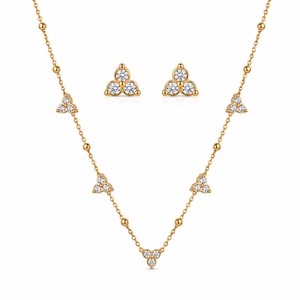 Anti tranish Gold plated 150 No. Minimal white traingle pendant Chain with Studd white traingle earring for adults - 1 Pc