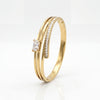 Emerald Cut CZ Dual Band Baby Kada Bangle | Gold Plated Slim Stackable Bracelet for Women