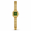 Watches Gold-Tone Square Green Dial Panther Bracelet Watch for Women