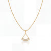 Gold Fan Shaped CZ Pendant Chain Anti-Tarnish Necklace
