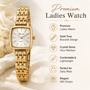Watches Gold-Tone Square Dial Woven Mesh Bracelet Watch for Women