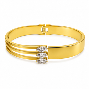 Gold Twisted Rope Diamond Oval Kada for Women | Braided Stone Stainless Steel Ladies Bangle | Textured Festive Jewellery