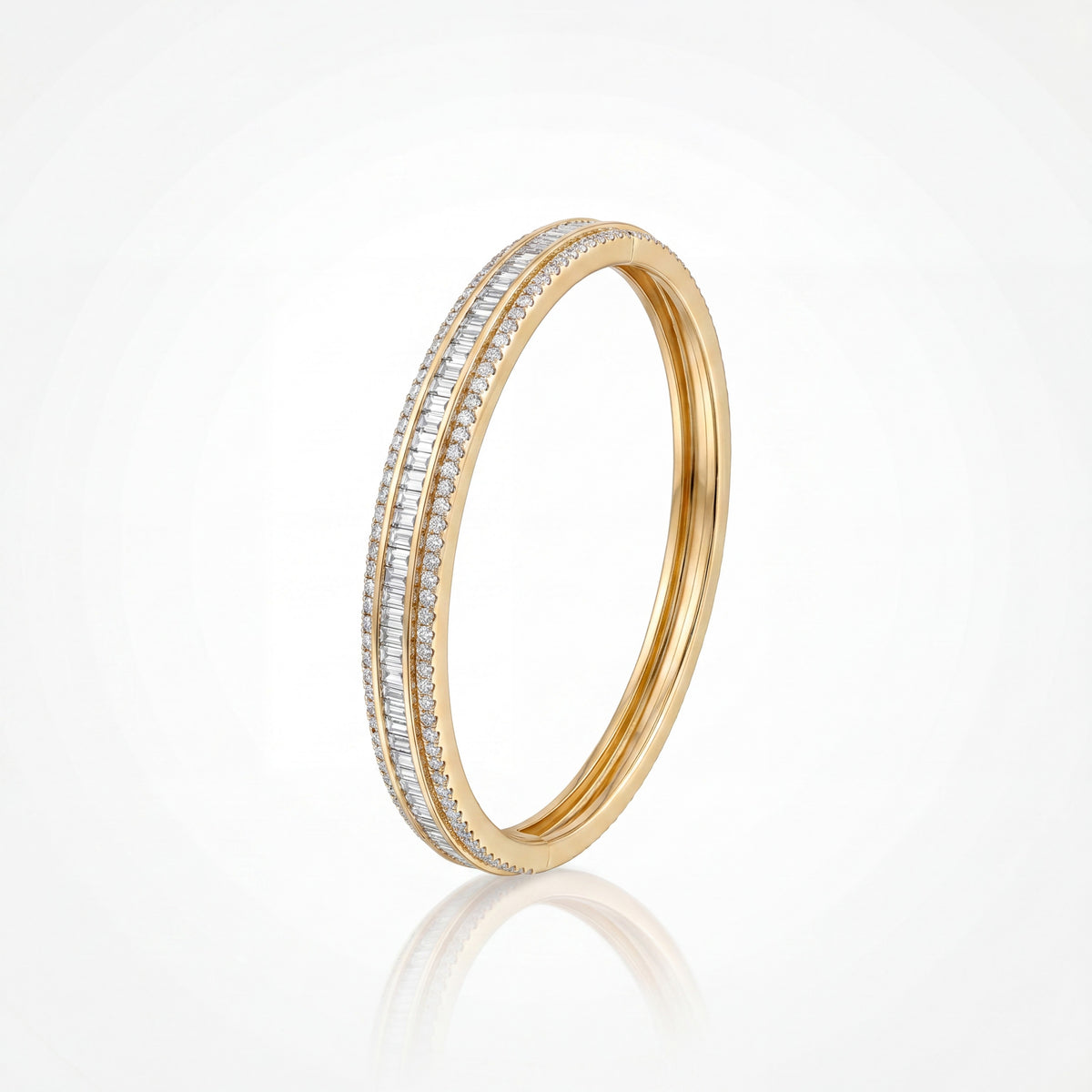 Dual Row Pave CZ Eternity Baby Kada Bangle | Gold Plated Slim Stackable Bracelet for Women