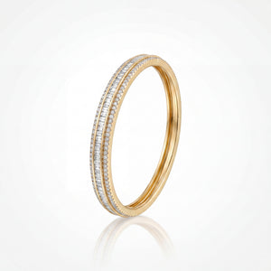 Dual Row Pave CZ Eternity Baby Kada Bangle | Gold Plated Slim Stackable Bracelet for Women