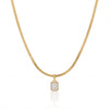 Gold Rectangular Baguette CZ Pendant Snake Chain Anti-Tarnish Necklace