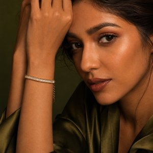 Gold Plated Rectangular Baguette White Stone Continuous Tennis Bracelet with Lobster Clasp