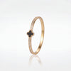 Black Four Leaf Clover Pave CZ Baby Kada Bangle | Gold Plated Lucky Charm Cuff Bracelet for Women