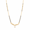 KZ Gold Plated Wave Arc CZ Mangalsutra for Women Black Bead Chain Twisted Arc Pear Drop Pendant FS