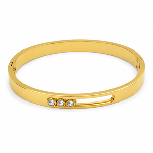 Gold Flat Band Plain Hinged Oval Kada for Women | Smooth Flat Profile Stainless Steel Ladies Bangle | Minimalist Daily Wear Jewellery