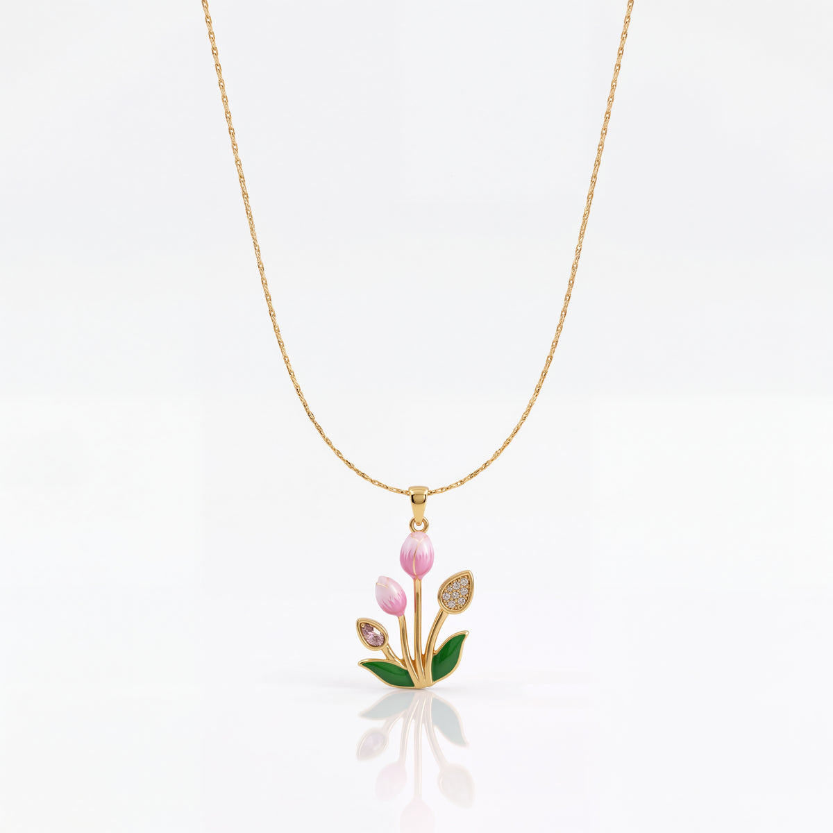 Gold Oval Marquise CZ Drop Pendant Chain Anti-Tarnish Necklace