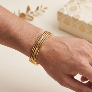 Diagonal Wave Pattern CZ Slim Baby Kada Bangle | Gold Plated Textured Stackable Bracelet for Women