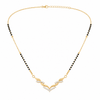 KZ Gold Plated Wing Feather CZ Mangalsutra for Women Black Bead Chain V Shape Bird Pendant FS