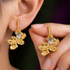 Anti-Tarnish Gold Plated Abstract Floral Crystal White Earrings