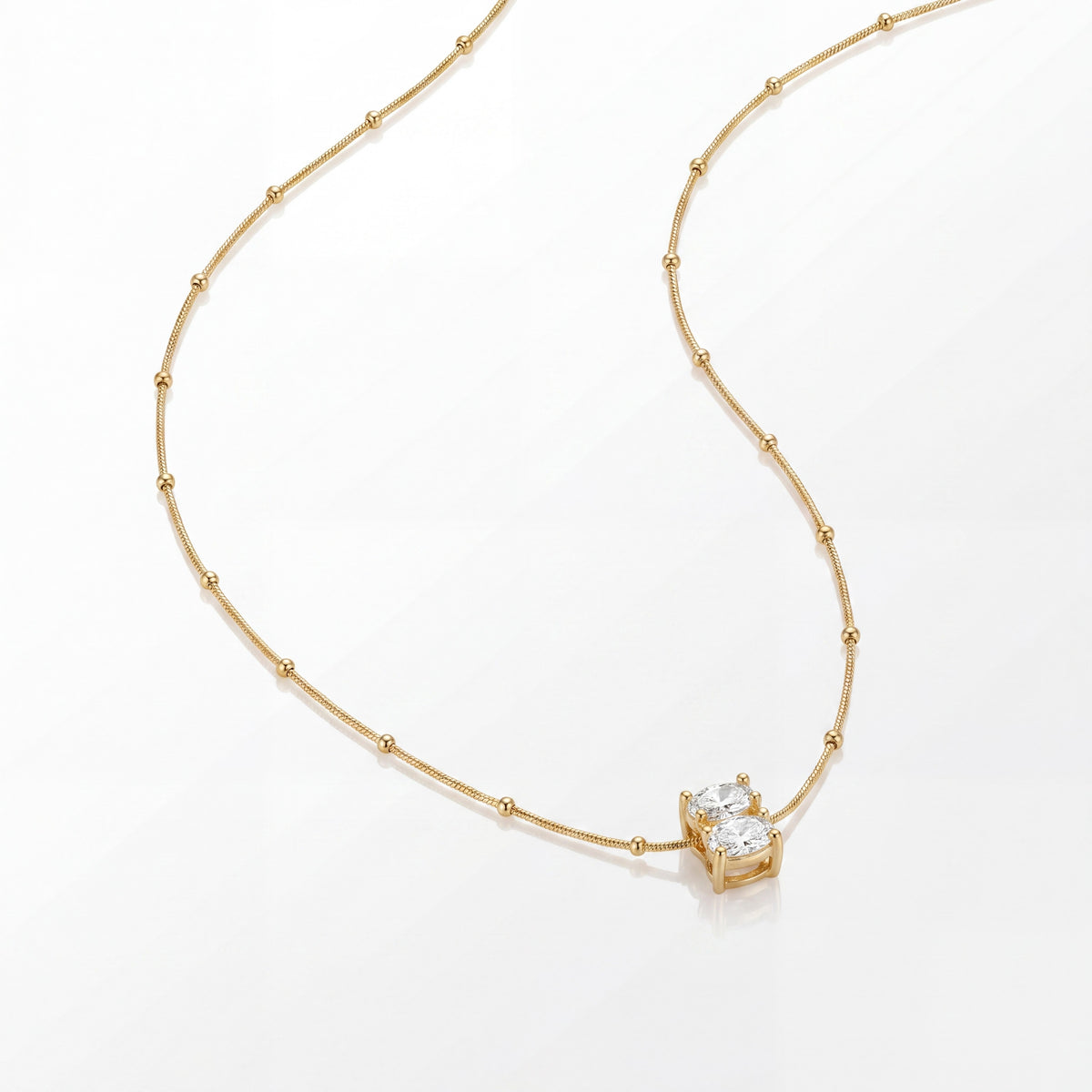 Gold Cushion Cut CZ Solitaire Pendant Chain Anti-Tarnish Necklace