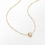 Gold Cushion Cut CZ Solitaire Pendant Chain Anti-Tarnish Necklace