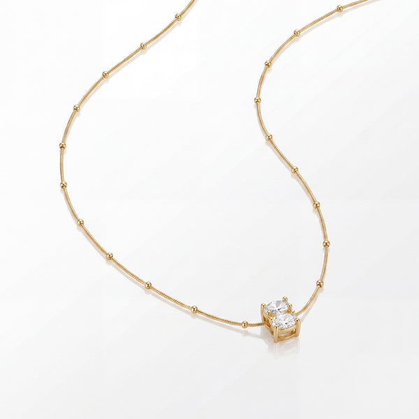 Gold Cushion Cut CZ Solitaire Pendant Chain Anti-Tarnish Necklace