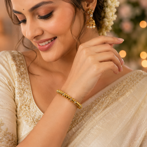 Gold Pyramid Diamond Stud All Around Oval Kada for Women | Pointed Geometric Stone Stainless Steel Ladies Bangle | Bold Festive Jewellery