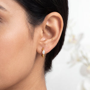 Gold Plated Marquise CZ Huggie Hoop Earrings