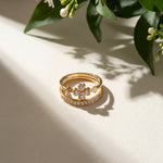 Crown Tiara CZ Pave Ring | Gold Plated Floral Princess Band Ring for Women