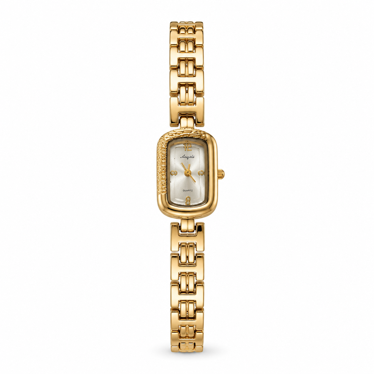 Watches Gold-Tone Rectangular Dial Crystal Studded Bracelet Watch for Women