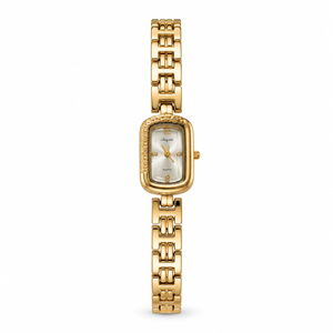 Watches Gold-Tone Rectangular Dial Crystal Studded Bracelet Watch for Women