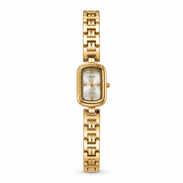 Watches Gold-Tone Rectangular Dial Crystal Studded Bracelet Watch for Women