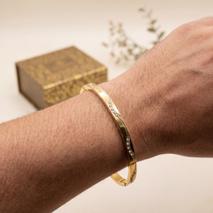 Slim Plain Gold Bezel CZ Baby Kada Bangle | Minimalist Stackable Cuff Bracelet for Women