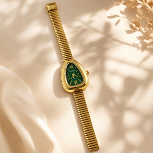 Watches Gold-Tone Pear Shape Green Dial Crystal Stone Hour Markers Bracelet Watch for Women