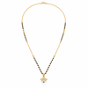 KZ Gold Plated Evil Eye CZ Mangalsutra for Women Black Bead Chain Lucky Charm Pendant FS
