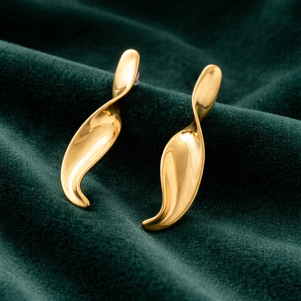 Anti-Tarnish Gold Plated Spiral Earrings - 1 Pair