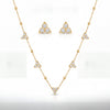 Anti tranish Gold plated 150 No. Minimal white traingle pendant Chain with Studd white traingle earring for adults - 1 Pc