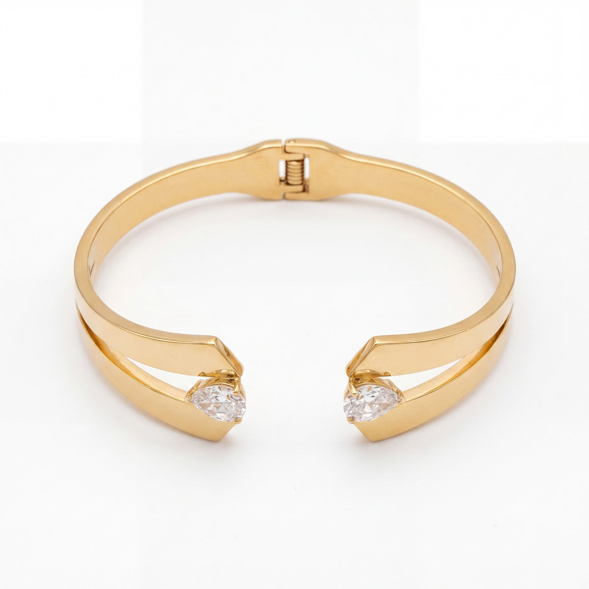 Twin Radiance Open Baby Kada Bangle | Gold Plated Stackable Bracelet for Women